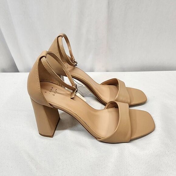A New Day Women's 11 Nude Shelly Heels Memory Foam Insole Block Heel Open Toe - Picture 2 of 7